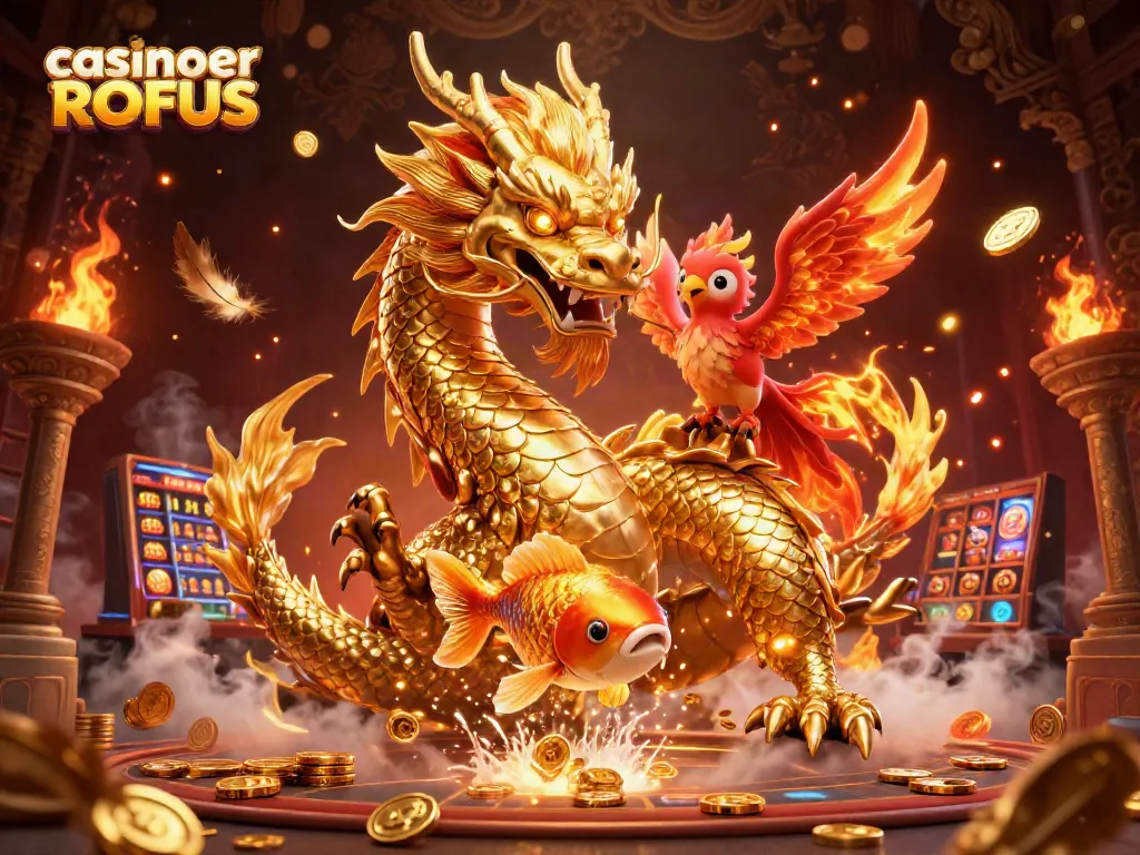 Engage in thrilling games at casinoer uden ROFUS with a majestic dragon and vibrant visuals.