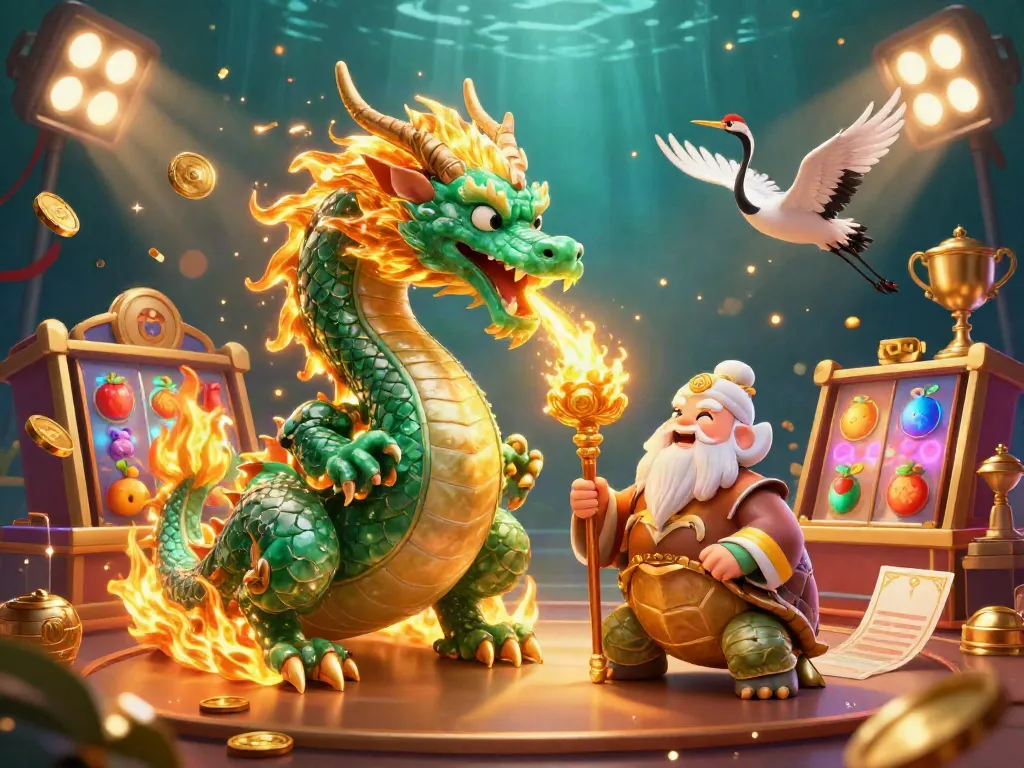 Experience the excitement of tải game go88 with a vibrant scene featuring a jade dragon and lucky symbols.