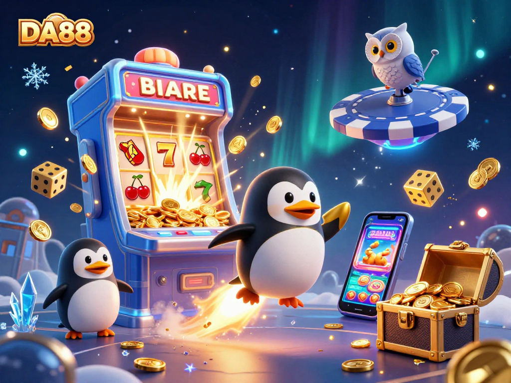 Experience the thrill of DA88 with captivating gaming scenes and dynamic casino elements.