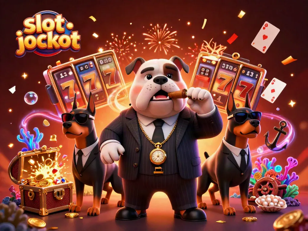 Win big with slot jackpot in this exciting 3D casino scene featuring animated characters.