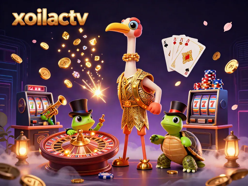 Experience exciting gameplay with xoilactv in this vibrant 3D casino illustration.