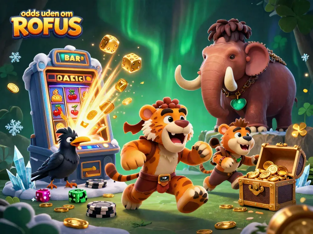 Experience thrilling odds uden om ROFUS with a vibrant prehistoric casino scene full of engaging elements.