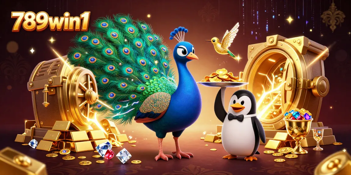 Experience thrilling gameplay with 789win1 as the aristocratic peacock and golden elements shine in this captivating scene.
