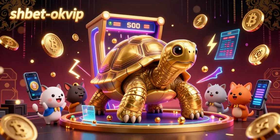 Engage with shbet-okvip's dynamic gambling scene featuring 3D cartoon characters, crypto coins, and rich casino elements.