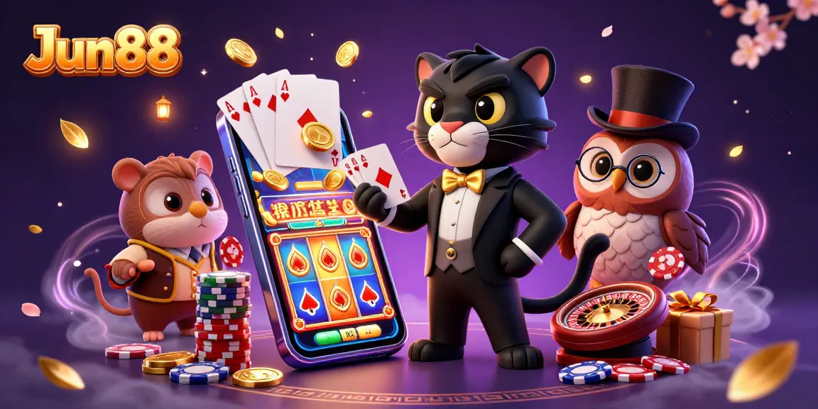 Engage in thrilling card games with Jun88's dynamic casino scene featuring a stylish panther dealer.
