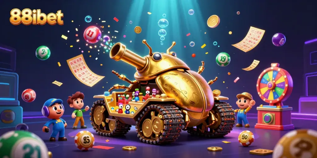 Experience thrilling casino action with 88ibet's ultra-detailed 3D beetle tank revealing a mini casino.